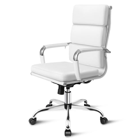 ALFORDSON Office Chair Ergonomic Paddings Executive Computer Work Seat High Back (White)