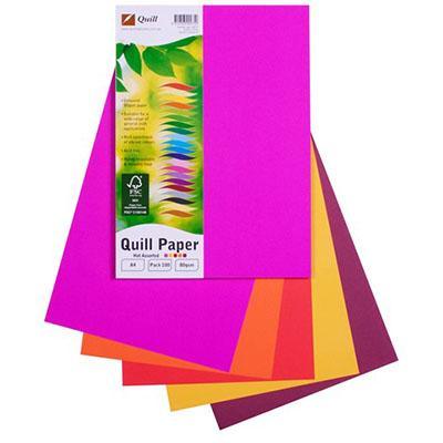 Quill Coloured A4 Copy Paper 80Gsm Pack 100 Sheets (Hot Assorted)