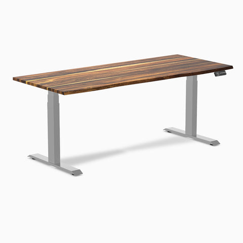 Desky Dual Hardwood Sit Stand Desk 180cm Pheasantwood Desktop and Grey Frame