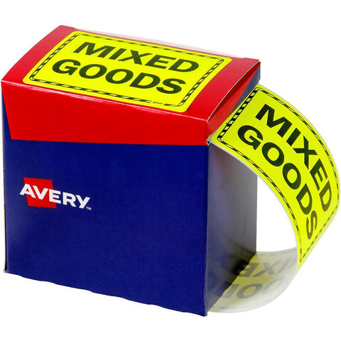 Avery 932614 Message Label Mixed Goods 125x75mm Fluoro Yellow Pack 750