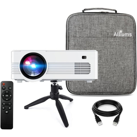 ALLIUMS Mini Projector HD 1080p Supported with 8500 Lumens (White)