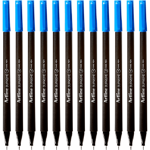Artline Box 12 Supreme Fineliner Pen 0.4mm (Blue)