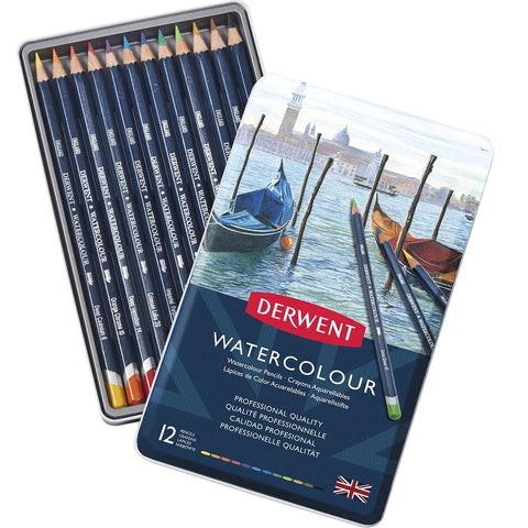 Derwent Watercolour Coloured Pencils 3.5mm Tin 12 Set