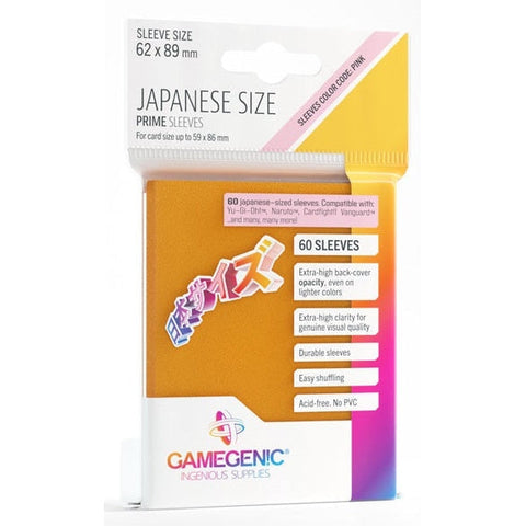 Gamegenic Prime Japanese Sized Sleeves - Size Code PINK - Sleeve Colour Orange 62mmx89mm 60 Sleeves Per Pack