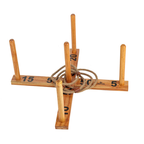 Jenjo Games Giant Wooden Rope Ring Toss Quoits Outdoor Game Set