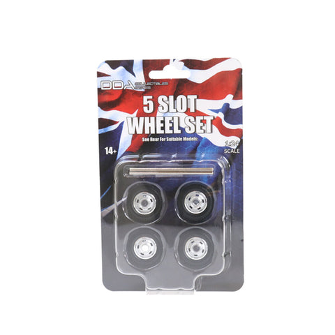 DDA 1:24 4pcs 5 Slot Wheels With Tyres & Axles Suits Holden HQ & HJ Model