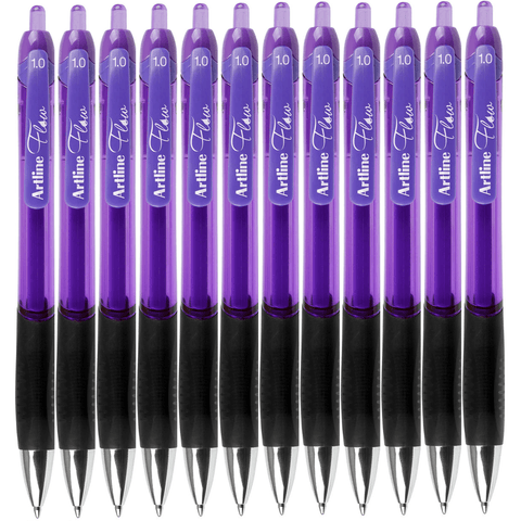 Artline Box 12 Flow Retractable Ballpoint Pen (Purple)