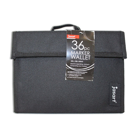 Jasart 36-Marker Wallet Organiser Holder Storage School Stationery 25x18cm Black