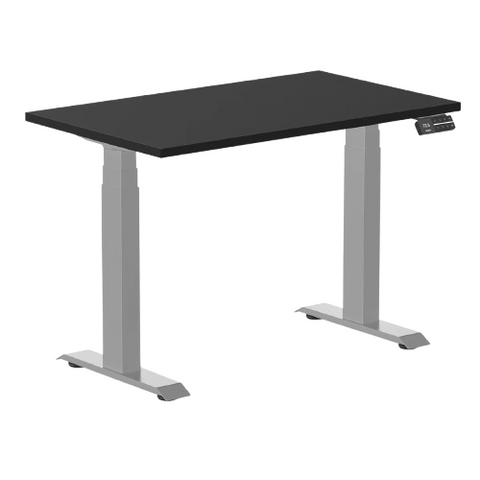 Desky Dual Mini Sit Stand Desk 1000x600 Black Desktop and Grey Frame