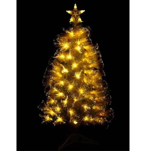 90cm Iridescent Glow Pine Warm White Dynamic LED Fibre Optic Tree | 80 TipsWhite Iridescent with Warm White