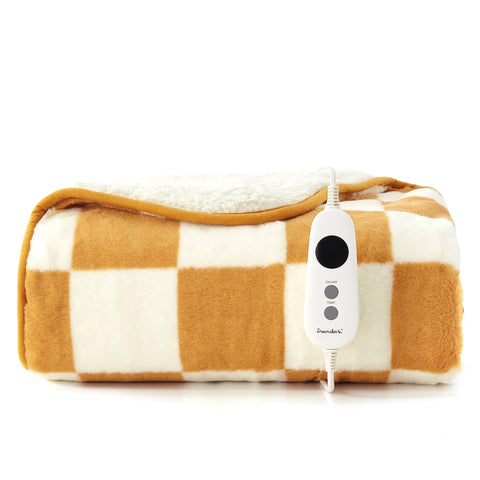 Dreamaker Plush Heated Throw Chai/Cream