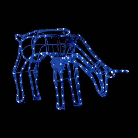 Lexi Lighting 3D Illuminated LED Reindeer Stand Feeding With Motor - Blue