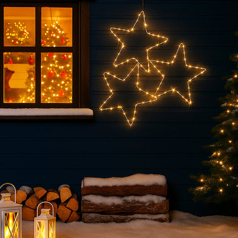 Lexi Lighting 2D Lit 3 Hanging Stars Christmas Lights