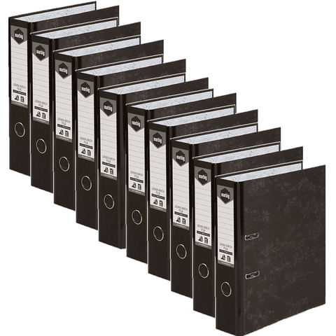 Marbig Lever Arch File Folder A4 (Black Mottle) [10 Pack]