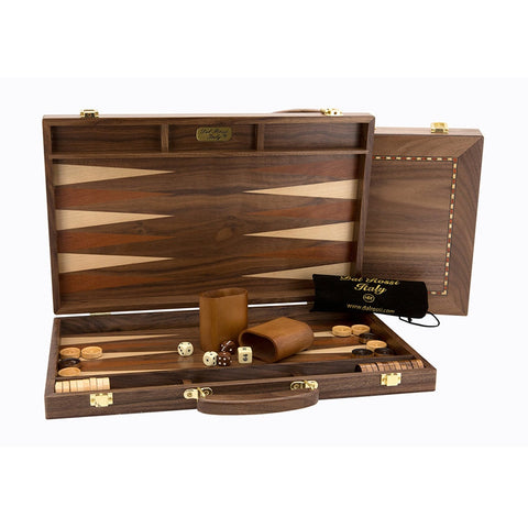 Dal Rossi Walnut Backgammon Set With Handle Classic Game