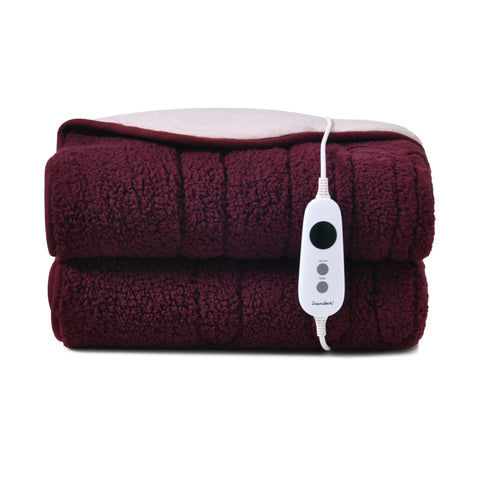 Dreamaker Eve Reversible Sherpa and Coral Fleece Heated Throw [180x200cm] (Cherry/Blush)
