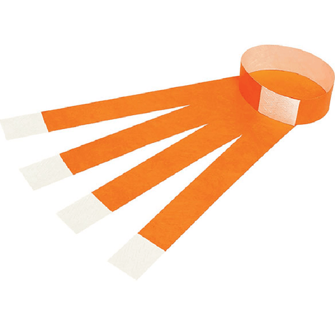 Rexel Tyvek Wristbands With Serial Number Fluoro Orange Pack 100 Wrist Bands
