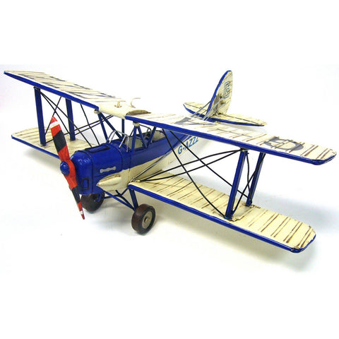 Boyle Metal Ornament Home Decor Collectible Tiger Moth Plane 50x48x18.5cm (Blue/White)