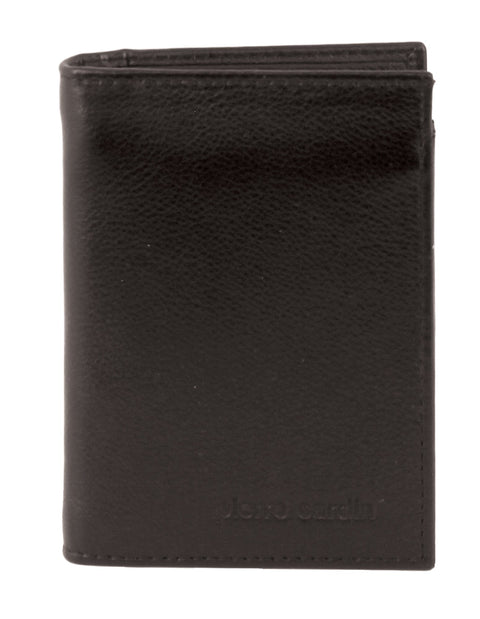 Pierre Cardin Men's Rustic Leather Bi-Fold Flap Protected RFID Wallet Black