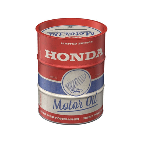 Nostalgic-Art Money Box Oil Barrel Honda Motor 9.3x9.3x11.5cm Red