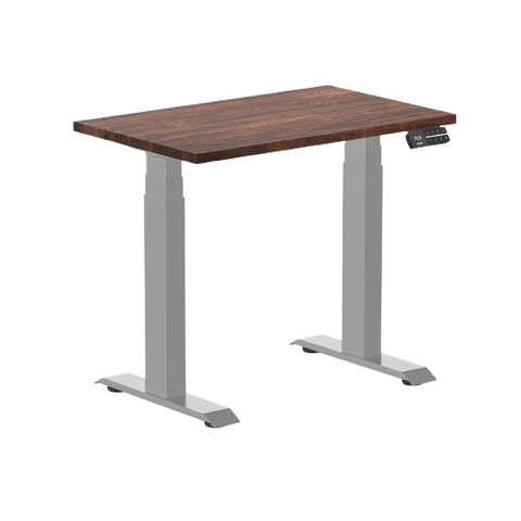 Desky Dual Mini Softwood Sit Stand Desk 80cm American Rustic Pine Desktop and Grey Frame