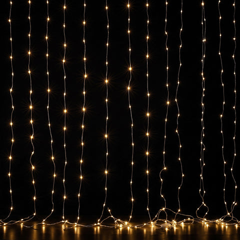 Jingle Jollys 3X3M Christmas Lights Curtain String Light 300 LED Warm White