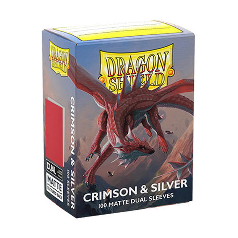 Arcane Tinmen Dragon Shield Standard 100ct Dual Matte Crimson/Silver Sleeves 63x88mm