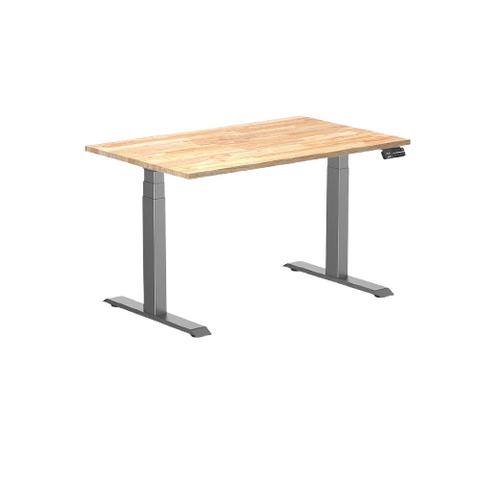 Desky Dual Rubberwood Sit Stand Desk 120cm Natural Timber Desktop and Space Grey Frame