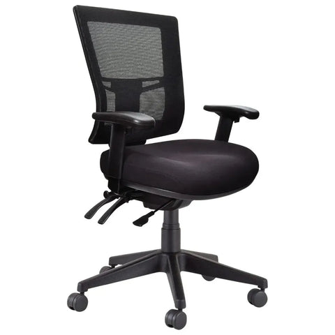 Buro Metro II Ergonomic Chair Mesh Seat Slide Nylon Base with Arms (Black)