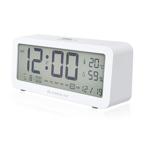 Sansai 7" Display LED LCD Alarm Clock with Date & Temperature