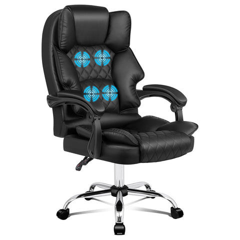 ALFORDSON Massage Office Chair Executive Computer PU Leather Seat (Black)