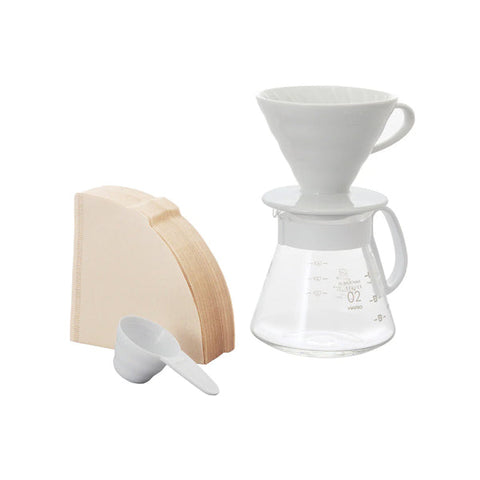 Hario V60 Ceramic Pour Over Set - White