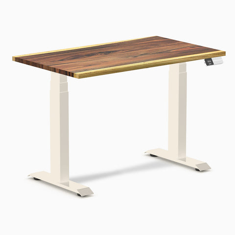 Desky Dual Mini Hardwood Sit Stand Desk 100cm Saman Desktop and Wheat Frame