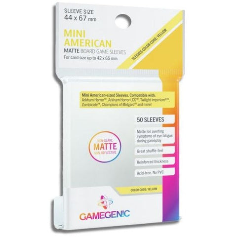 Gamegenic Matte Board Game Sleeves Mini American Sized 44mmx67mm 50 Sleeves (Yellow)