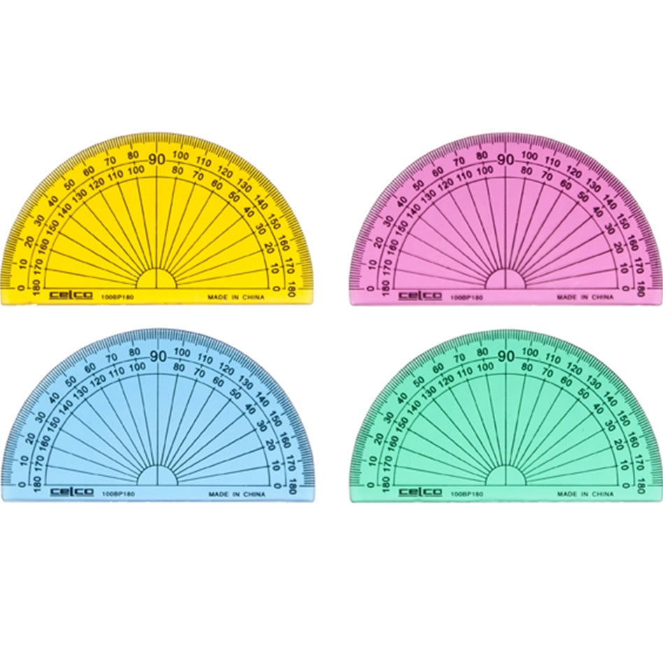 Protractor Box Celco 180 Degree Protractor 100Mm Assorted Colours Box 50 - JB Hi-Fi