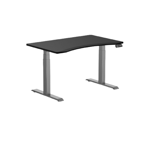Desky Dual Ergo Edge Sit Stand Desk 120cm Black Desktop and Space Grey Frame
