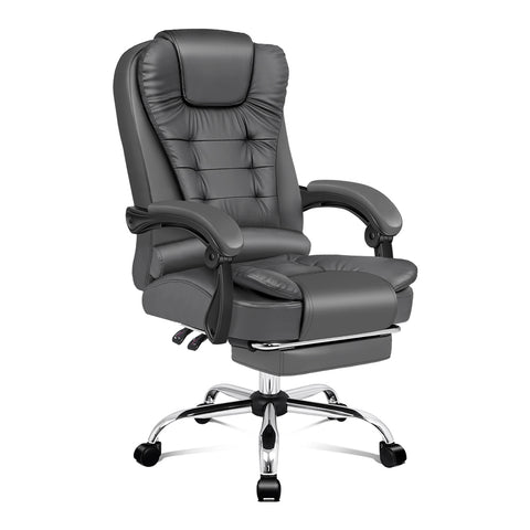 ALFORDSON Office Chair Executive Computer Recliner Seat PU Leather (Grey)