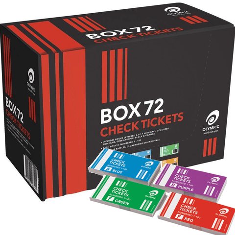Olympic Check Ticket Books 72 Pack Pads 1-100 Numbered Raffles Events