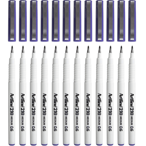 Artline Box 12 210 Fineline Fibre Tip Pen 0.6mm Medium (Purple)