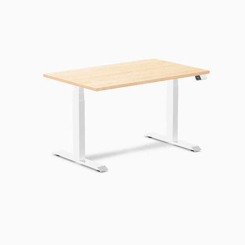 Desky Dual Hardwood Sit Stand Desk 120cm Maple Desktop and White Frame