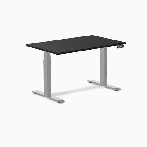 Desky Dual Melamine Sit Stand Desk 120cm Black Desktop and Grey Frame