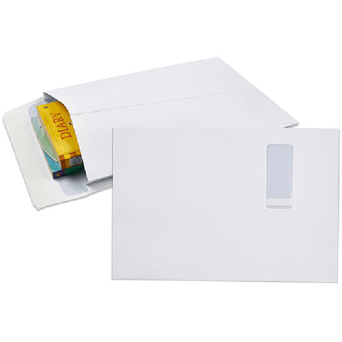Cumberland C4 Envelopes Expandable Strip Seal Window Face 229x324mm White Pack 50