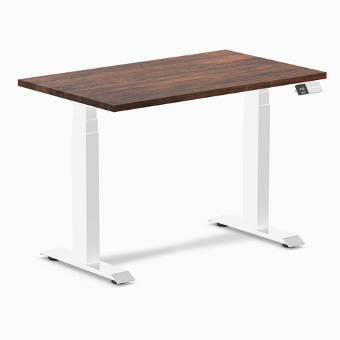 Desky Dual Mini Softwood Sit Stand Desk 100cm American Rustic Pine Desktop and White Frame