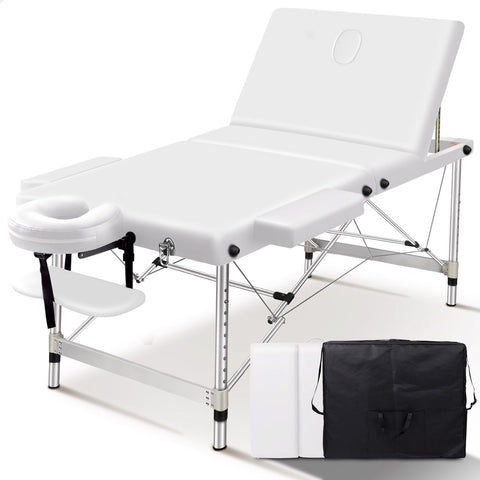 ALFORDSON Massage Table 3 Fold 65cm Foldable Portable (White)