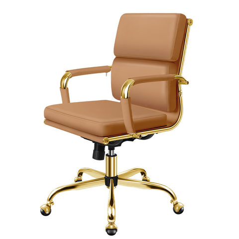 ALFORDSON Office Chair Ergonomic Paddings Executive Computer Seat Mid Back (Brown)