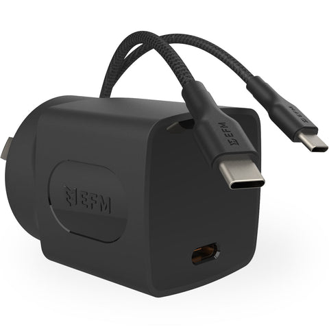 EFM 35W Wall Charger with Braided Type-C Cable - Black