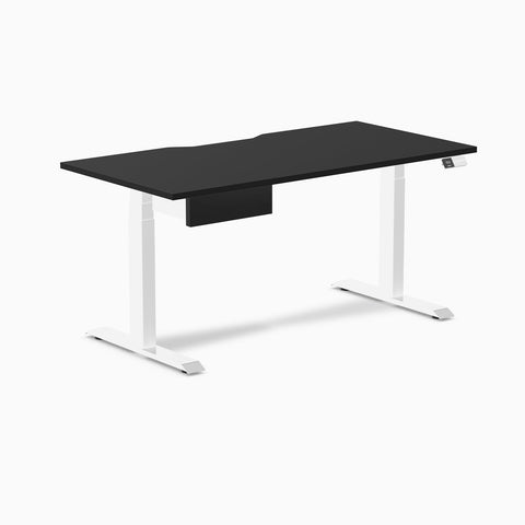Desky Dual Scalloped Melamine Standing Desk With Drawer - Black / 1500x750mm / White