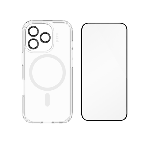 EFM 3-in-1 Case, Screen & Camera Lens Protection Bundle - iPhone 16 Pro - Clear