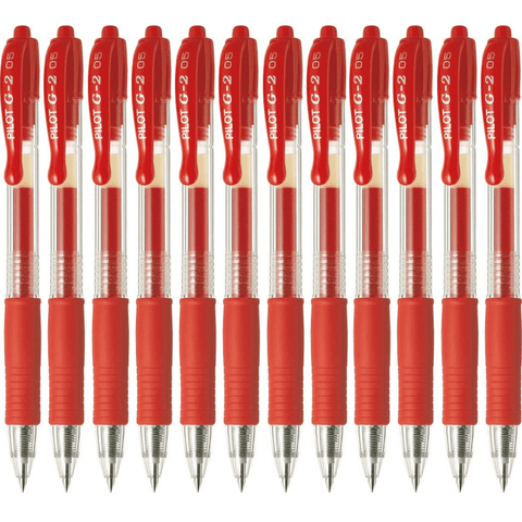 Pilot G2 Retractable Gel Ink Pen Extra Fine 0.5mm (Red) [Box 12]