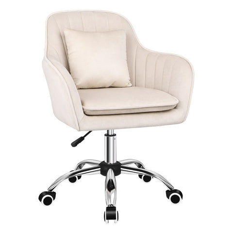 ALFORDSON Velvet Office Chair Computer Swivel Armchair Work Adult Kids (Beige)
